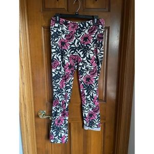 Women’s pants (navy, white, & pink floral, size 6)